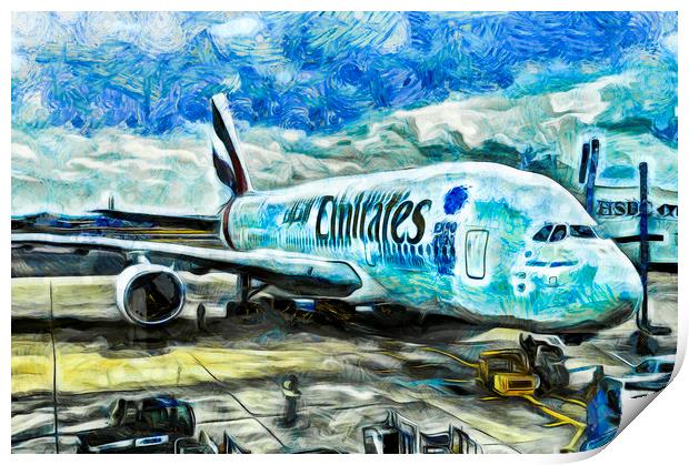 Emirates A380 Airbus Art Print by David Pyatt