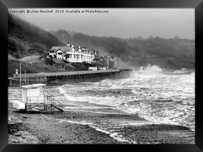 Sandsend Beach Scarborough.  Framed Print by Lilian Marshall