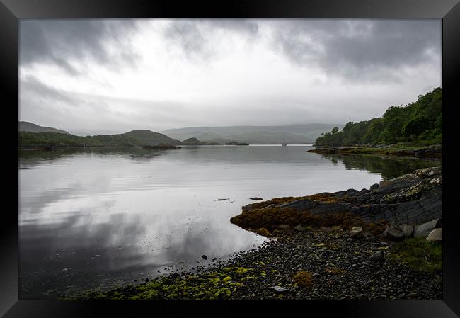 View of Loch Sunart Framed Print by Mike Cave