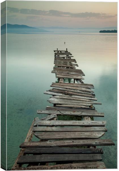  Corfu Dawn jetty Canvas Print by Martin Williams