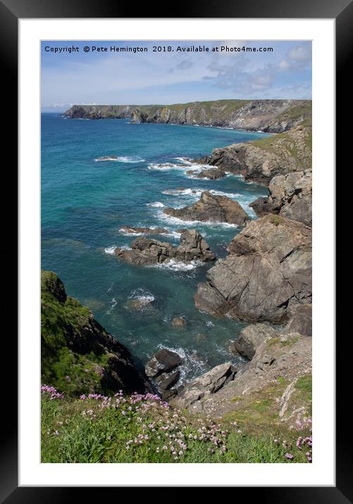 The cliffs of the Lizard Framed Mounted Print by Pete Hemington