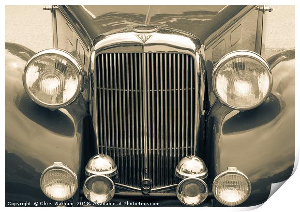 Alvis Vintage sports car grill and headlights Print by Chris Warham