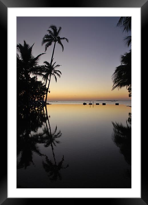 Sunset Reflected in pool in Maldives Framed Mounted Print by Madeline Harris