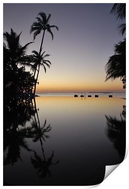 Sunset Reflected in pool in Maldives Print by Madeline Harris