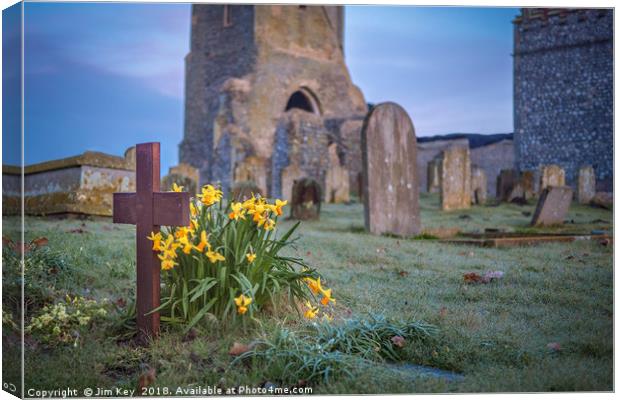 Spring Daffodils at St Mary's Barningham Norfolk  Canvas Print by Jim Key