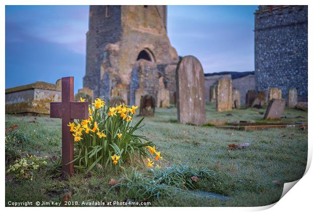 Spring Daffodils at St Mary's Barningham Norfolk  Print by Jim Key