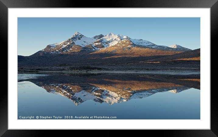 Blue skies and reflections at Sligachan Framed Mounted Print by Stephen Taylor