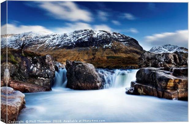 Waterfall on the River Etive. Canvas Print by Phill Thornton