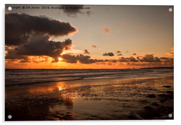 Daybreak on the beach in Northumberland Acrylic by Jim Jones