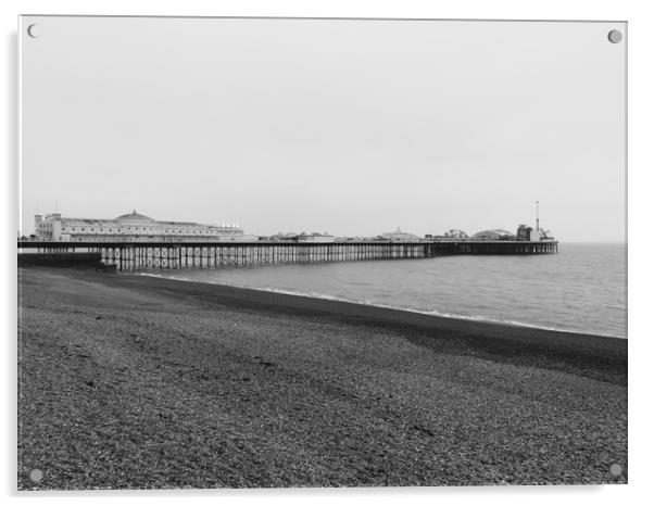 Nostalgic Brighton Pier in Monochrome Acrylic by Beryl Curran