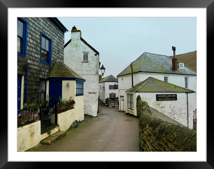 A Charming Street Leading to Port Isaacs Harbour Framed Mounted Print by Beryl Curran