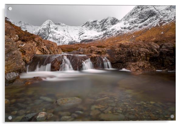 Fairy Pools, Isle of Skye in Winter Acrylic by Derek Beattie