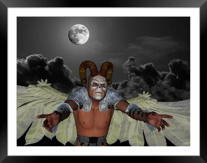 Night Demon Framed Mounted Print by Matthew Lacey