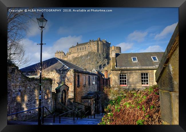 The Vennel Steps & Edinburgh Castle, Scotland  Framed Print by ALBA PHOTOGRAPHY