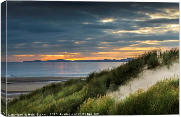 Coastal Sunset at Harlech Beach North Wales Canvas Print by Heidi Stewart
