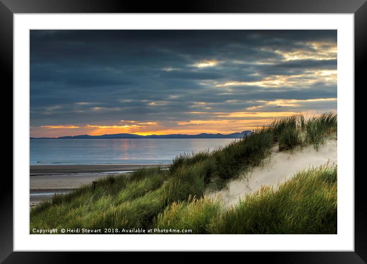 Coastal Sunset at Harlech Beach North Wales Framed Mounted Print by Heidi Stewart