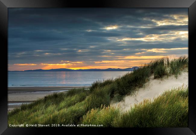 Coastal Sunset at Harlech Beach North Wales Framed Print by Heidi Stewart