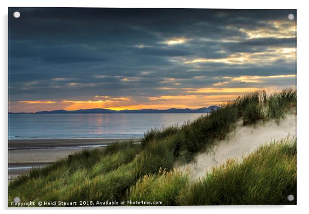 Coastal Sunset at Harlech Beach North Wales Acrylic by Heidi Stewart