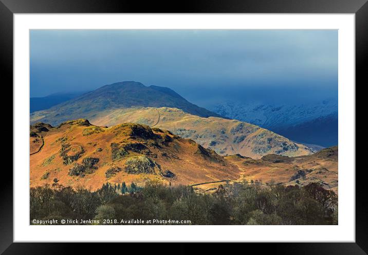 Looking to the Fairfield Horseshoe Lake District Framed Mounted Print by Nick Jenkins