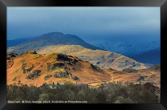 Looking to the Fairfield Horseshoe Lake District Framed Print by Nick Jenkins