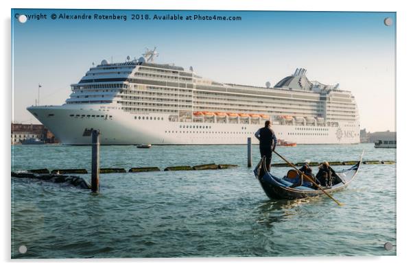 Venetian Gondola and Cruise Ship Acrylic by Alexandre Rotenberg