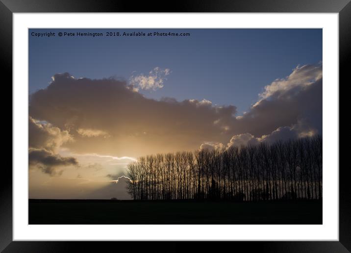 Sunset over trees near Seavington St Michael Framed Mounted Print by Pete Hemington