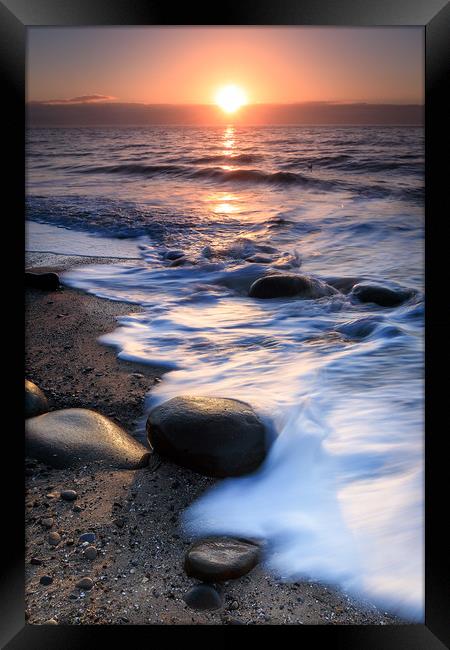 Coppet Hall Beach Sunrise Framed Print by Simon West