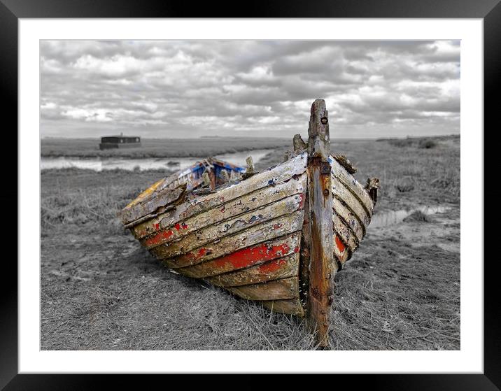 The old boat wreck - Burnham Norton Framed Mounted Print by Gary Pearson
