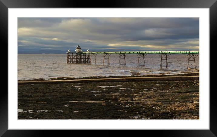 Late evening sun on Clevedon Pier                  Framed Mounted Print by John Iddles