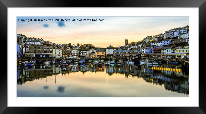 Brixham Harbourside. Framed Mounted Print by Tracey Yeo