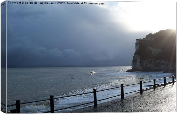 Stormy day, St Margarets Bay, Kent Canvas Print by Sarah Harrington-James