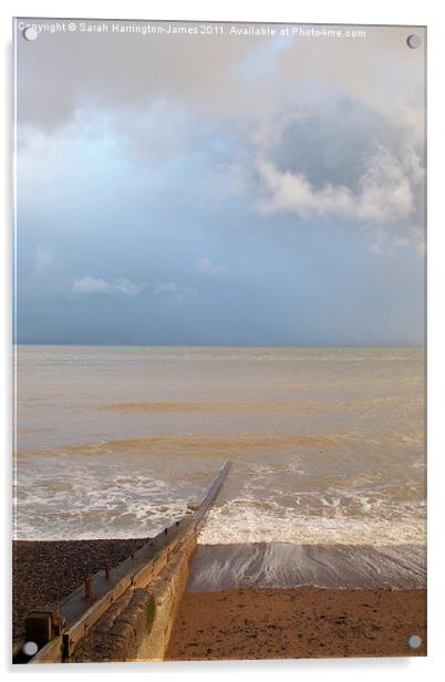 Stormy day, St Margarets Bay, Kent Acrylic by Sarah Harrington-James