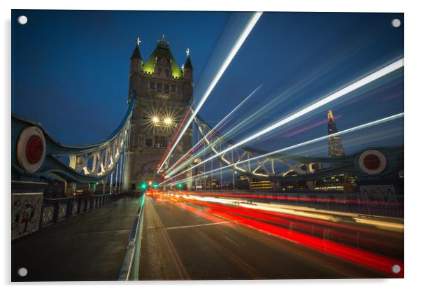 Rush Hour on Tower Bridge Acrylic by Daniel Farrington