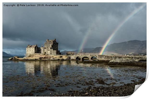 Rainbows Eilean Donan Castle Print by Pete Lawless