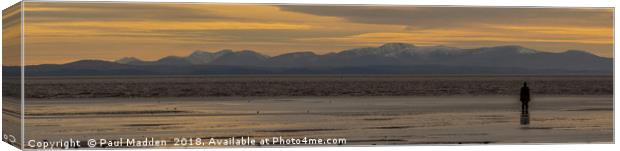 Welsh Mountains From Crosby Beach Canvas Print by Paul Madden