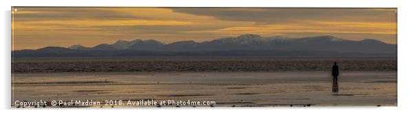Welsh Mountains From Crosby Beach Acrylic by Paul Madden