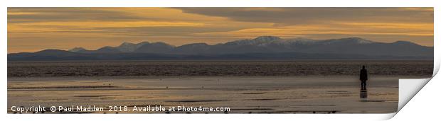 Welsh Mountains From Crosby Beach Print by Paul Madden