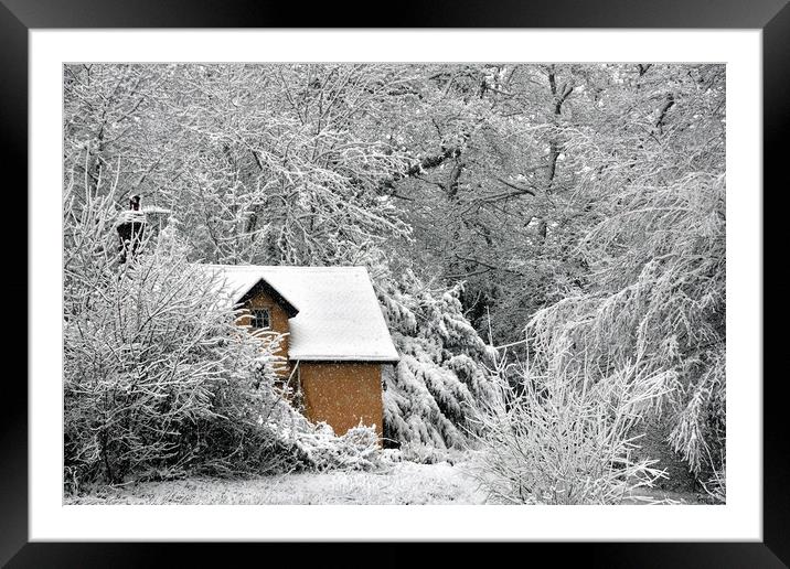 A cottage in the snow Framed Mounted Print by Jeremy Fennell