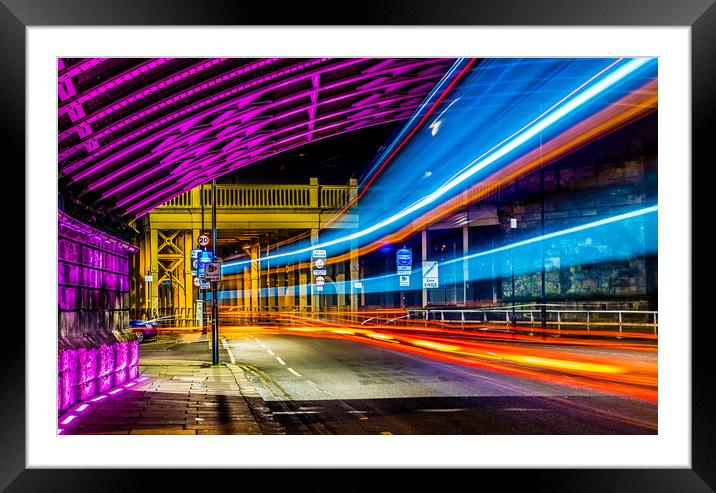 Light Trails High Level Bridge HDR Framed Mounted Print by Naylor's Photography