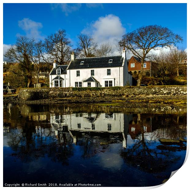 Shore side house reflection. Print by Richard Smith