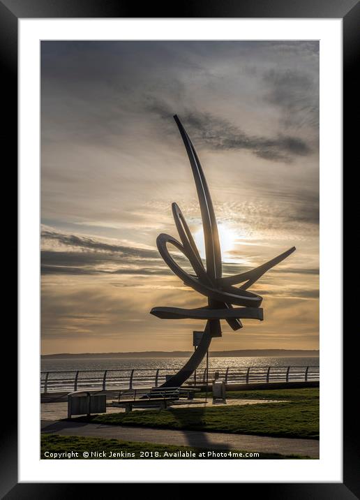 The Kitetail Sculpture on Aberavon Seafront Framed Mounted Print by Nick Jenkins