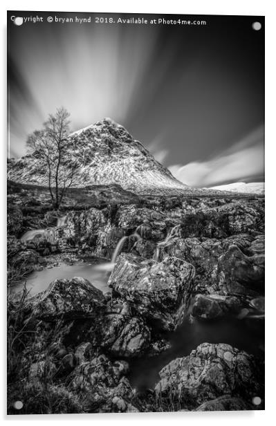 Etive Mor Black and White Acrylic by bryan hynd