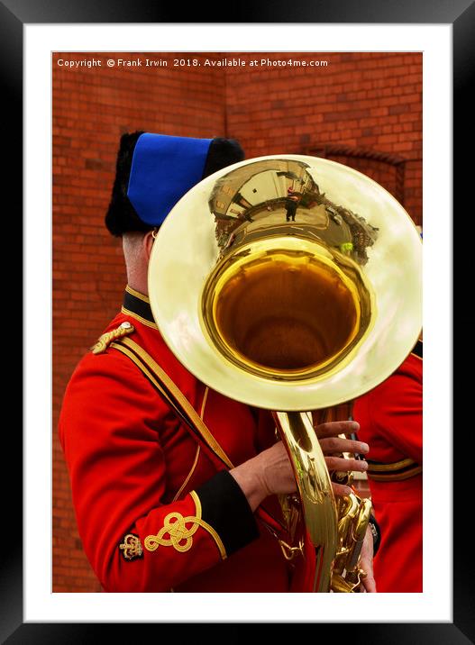 Military Bandsman marching through Birkenhead Framed Mounted Print by Frank Irwin