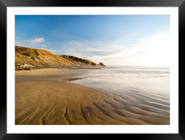 Ripples in the sand at Newgale Beach. Framed Mounted Print by Colin Allen
