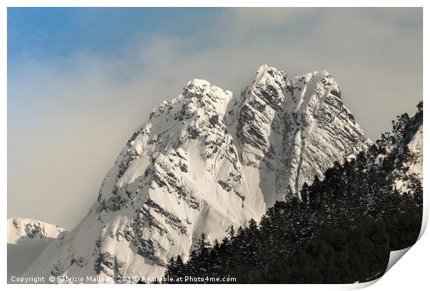 Snow on the mountain peaks Print by Fabrizio Malisan