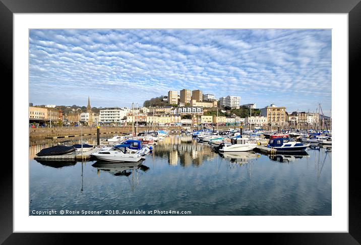 Cloud Reflections early evening at Torquay Harbour Framed Mounted Print by Rosie Spooner