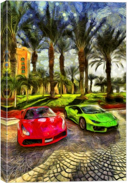 Dubai Super Cars Art Canvas Print by David Pyatt
