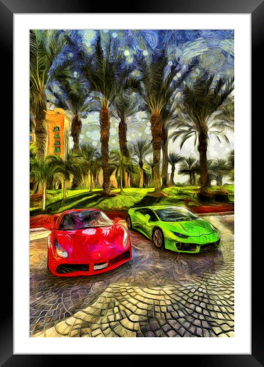 Dubai Super Cars Art Framed Mounted Print by David Pyatt