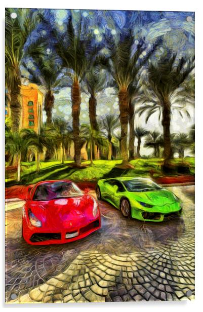 Dubai Super Cars Art Acrylic by David Pyatt