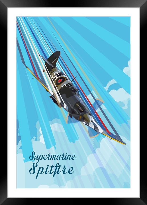 Spitfire Pop Framed Mounted Print by J Biggadike